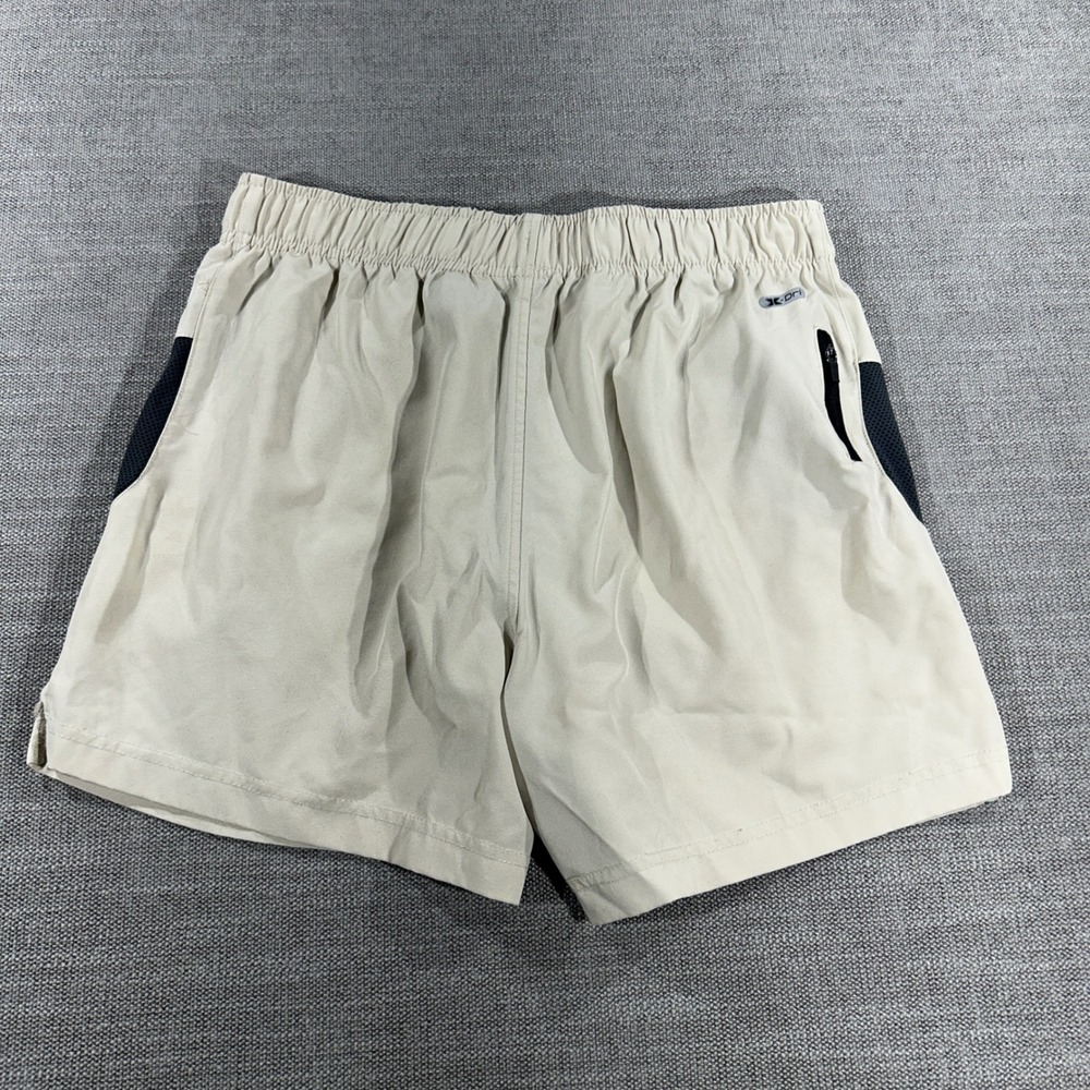 RBX Performance‎ Athletic Shorts Mens Medium Beige Tan Zipper Pocket Mesh GOOD